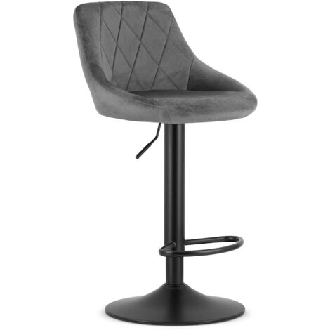 KAST Hocker – grauer Samt / schwarzes Gestell