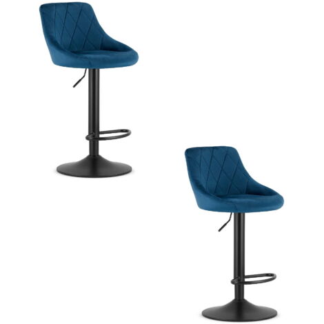 KAST Hocker – marineblauer Samt / schwarzes Gestell x 2