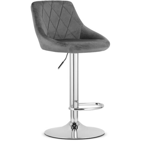 KAST Hocker – Samtgrau / Chromgestell