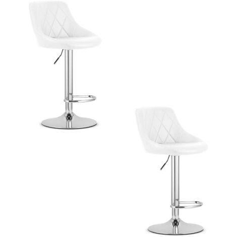 KAST Hocker – weißes Öko-Leder/Chromgestell x 2
