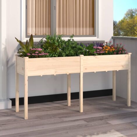 Kastenbepflanzung mit Innenfutter 161x45x76 cm aus massivem Tannenholz