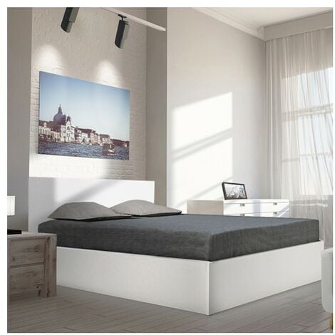 LE QUAI DES AFFAIRES Kastenbett MADRID 140x200 + 1 Bettkasten / Weiß/ 206x152x85