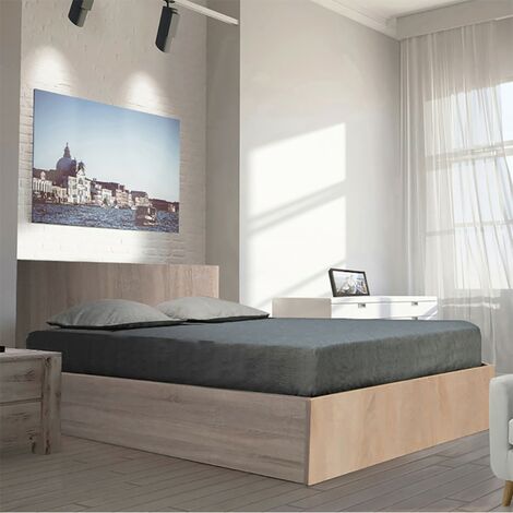 Kastenbett MADRID 180x200 + 1 Bettkasten / Eiche gebleicht/ 206x190x85 cm