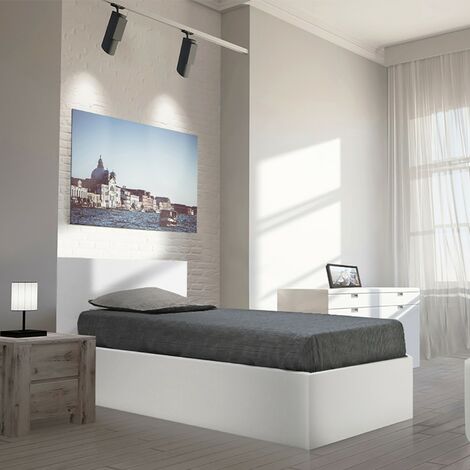 Kastenbett MADRID 90x190 + 1 Bettkasten / Weiß/ 196x102x85