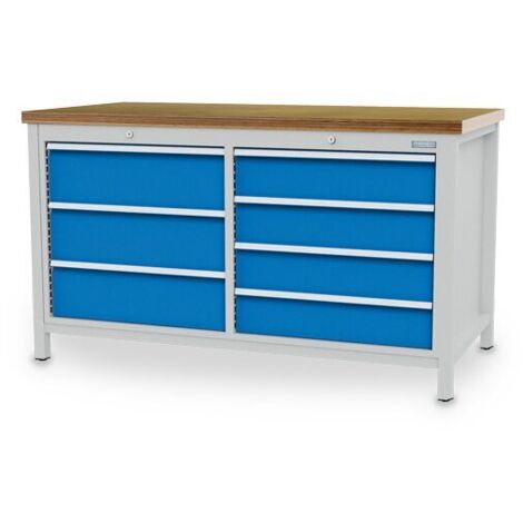 Kastenwerkbank Breite 1500 mm, R24-24, 7 x Schublade Maße in mm (BxTxH): 1500 x 750 x 959