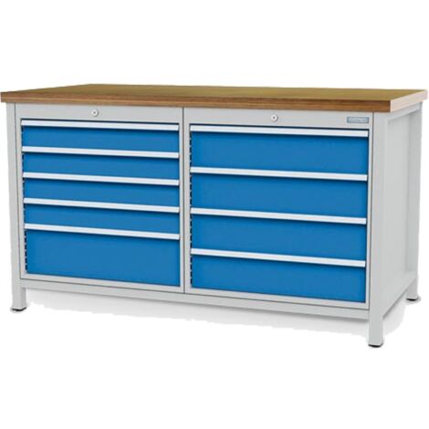 Kastenwerkbank Breite 1500 mm, R24-24, 9 x Schublade Maße in mm (BxTxH): 1500 x 750 x 959