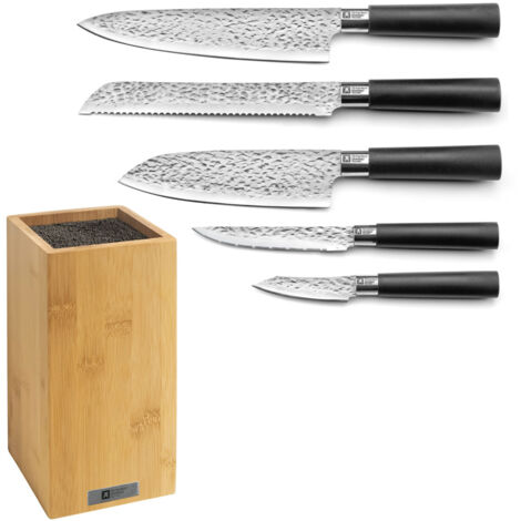 Katana - Bloc spaghettis bambou avec 5 couteaux de cuisine