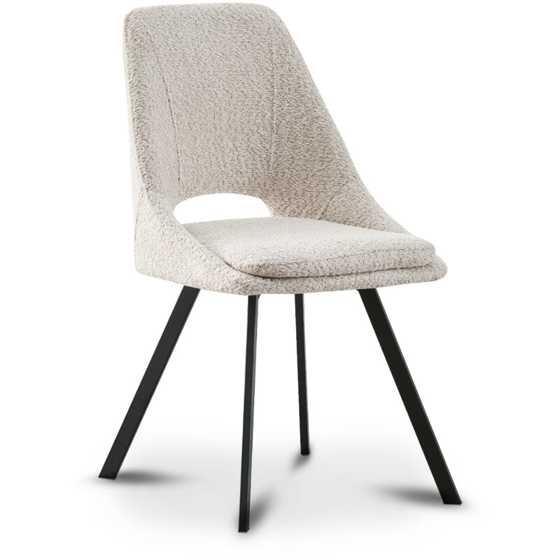 KATE - Lot de 2 chaises effet peau de mouton beige