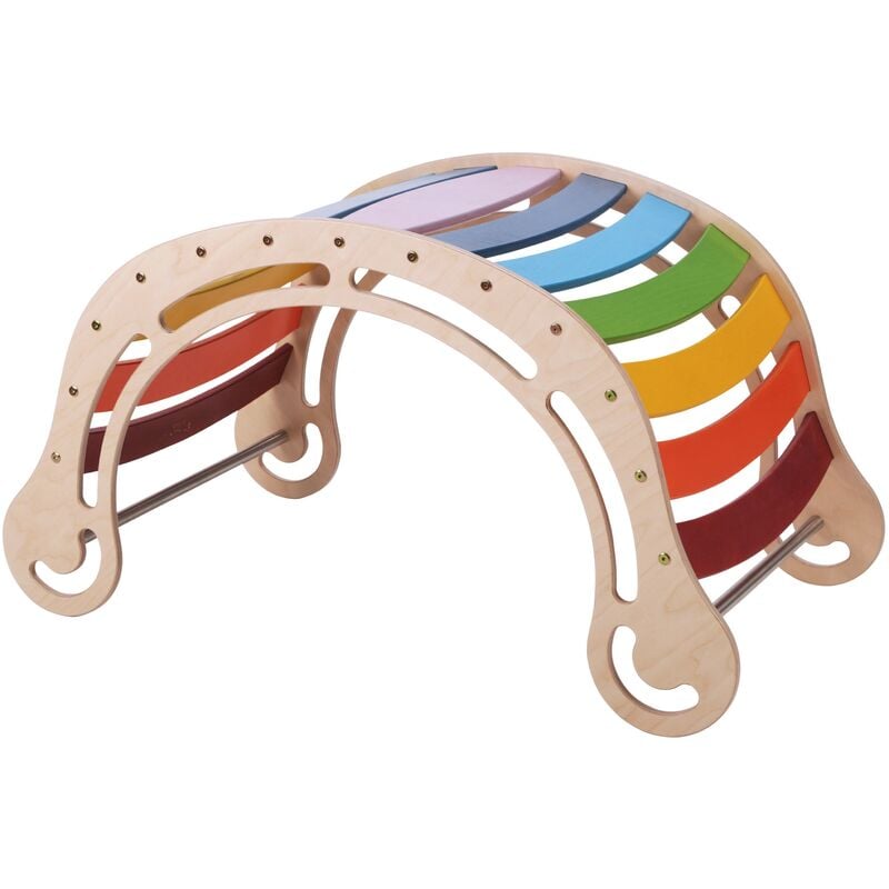 Bascule xxl Waldorf en bois aux couleurs de l'arc-en-ciel | Arche d'escalade intérieure / Structure d'escalade pour enfants | Jouets Montessori