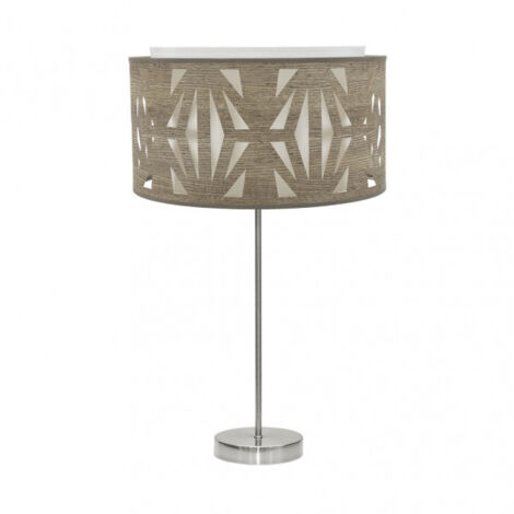 katerina hohe tischleuchte 1xe27 nickel/holz grau 61x30x30 cm