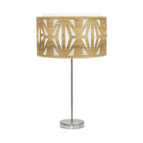 katerina lampe de table haute 1xe27 nickel/bois clair 61x30x30 cm
