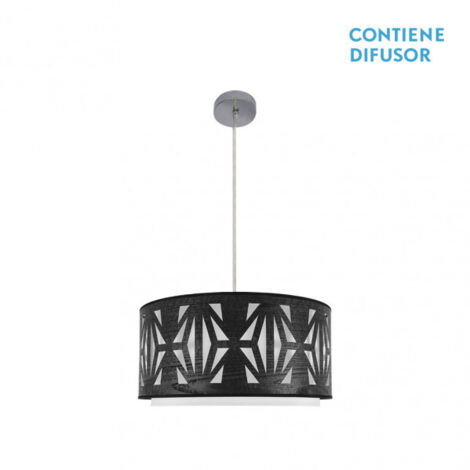 Katerina Suspension 2xe27 Chrome/Bois Noir Regx50x50 cm