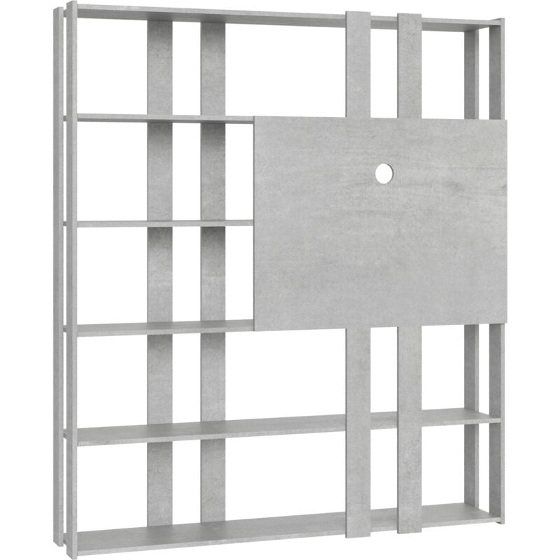 Itamoby - Bibliothèque ouverte Kato n avec panneau de meuble tv en béton