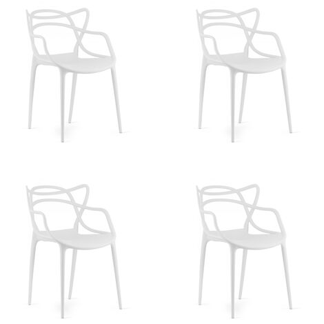 KATOI - Lot de 4 chaises en PP style moderne - 82.5x55x54 cm - Chaise de salle à manger Blanc - Blanc