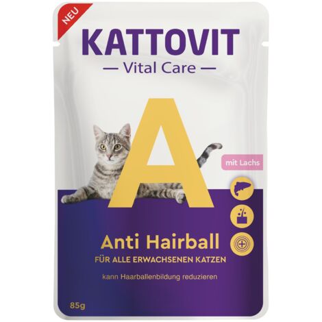 Kattovit  SoinsVitaux  Sachet 85g - Anti Boules de Poils - Saumon 85g