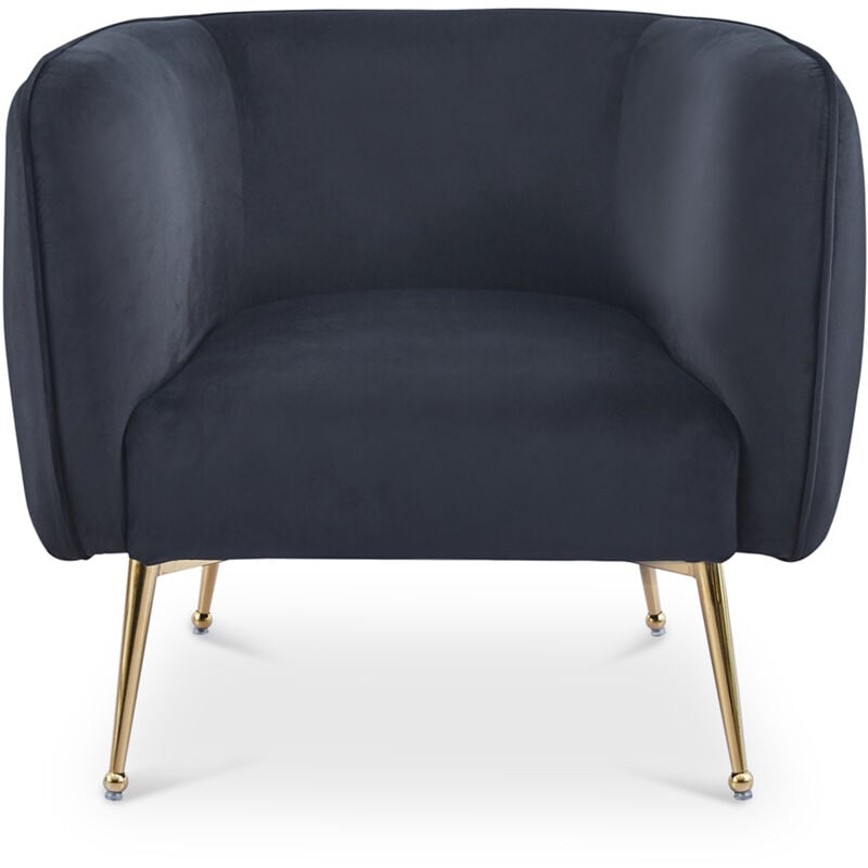 Mobilier Deco - katty - Fauteuil velours noir piètement en métal doré
