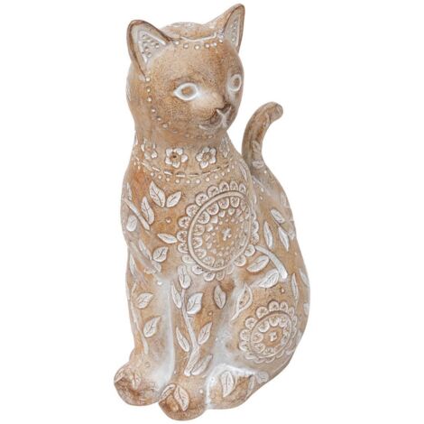 Katze Lindo H.18,5cm Harz beige - Atmosphera créateur d'intérieur