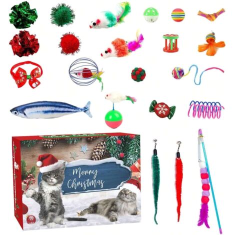 Katzen-Adventskalender, 24-teiliges interaktives Weihnachtsspielzeugset für Katzen