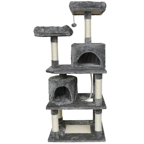 Katzen Kratzbaum hellgrau Katzenbaum Katzenkratzbaum 145 cm