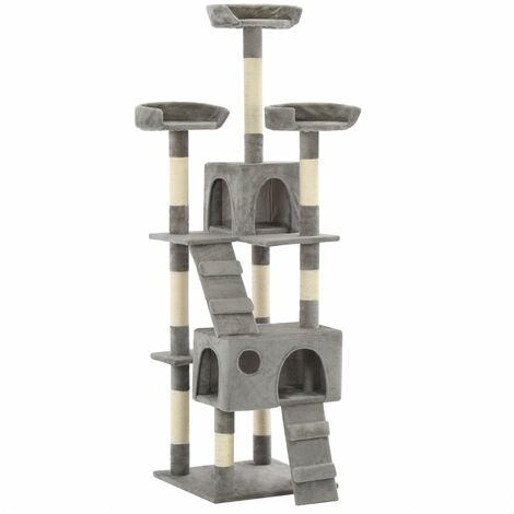 Katzen-Kratzbaum mit Sisal-Kratzsäulen 170 cm Grau