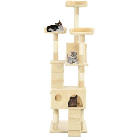 Katzen-Kratzbaum mit Sisal-Säulen 170 cm Beige 07170