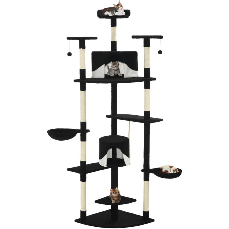Vidaxl - Katzen-kratzbaum Mit Sisal-kratzsäulen 203 Cm Schwarz Und Weiß
