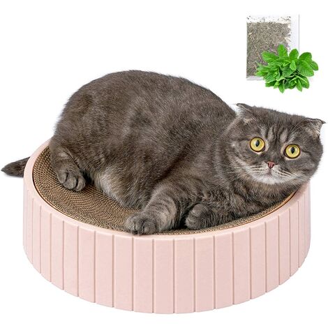 Katzen Kratzbrett, 2 in 1 Doppelseitiger Kratzpappe für Katzen mit Katzenminze - Rund Kratzbretter Katze für Kätzchen und Erwachsene Katzen, Rosa