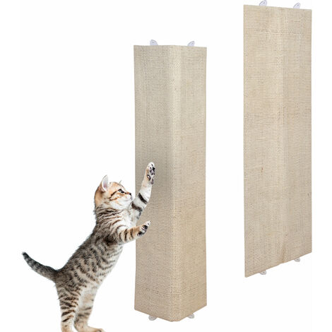 Katzen Kratzbrett mit 2 verschiedenen Seiten 80 x 27 cm - 2er Set - Sisal und Plüsch Kratzecke zum Legen oder Hängen