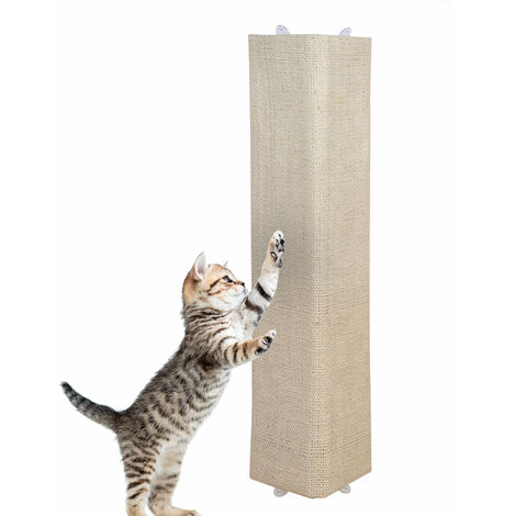Katzen Kratzbrett mit 2 verschiedenen Seiten - 80 x 27 cm - Sisal und Plüsch Kratzecke zum Legen oder Hängen - Wand Kratzmatte Kratzbaum
