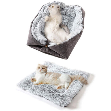Katzen- und Hundebett, 2-in-1-Katzenkorb und -Kissen in einem, weiches und bequemes Katzenkissen, geeignet für Kätzchen, Welpen und Kleintiere