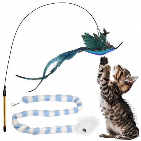 Katzenangel 2 austauschbare Spielzeuge Kolibri Schwanz Glocke Federn SET