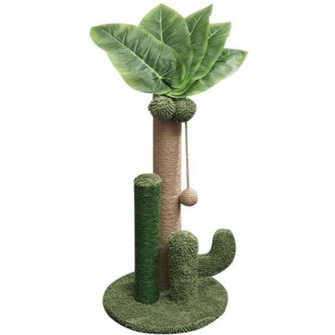 Katzenbaum, 50 cm hoher Kratzbaum mit Bällen, mehrstufiger Kletterbaum aus natürlichem Sisal und weicher Teppichbasis