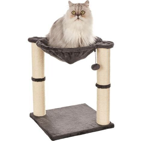Katzenbaum in Turmform mit Höhle, Hängematte und Kratzbaum - 41 x 51 x 41 cm, Grau