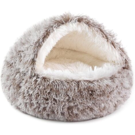 Katzenbett aus Filz, warmer runder Halbsack, curryfarben