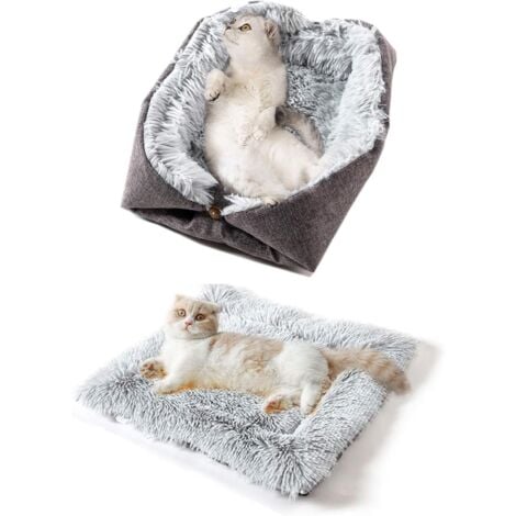 Katzenbettkissen, beruhigendes, bequemes Bett für Hunde, Katzen, Winterplüsch, groß, für Haustier, Welpe, Kätzchen, Kitty, doppelter Verwendungszweck