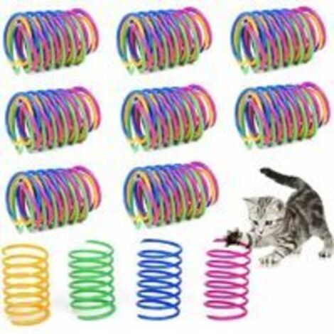 Katzenfederspielzeug, Spiral-Katzenspielzeug, buntes Feder-Katzenspielzeug, interaktives Katzenspielzeug, Spiralfeder-Spielzeug, Kätzchenspielzeug, langlebig und weich für Kätzchen zum Beißen, Jagen, 