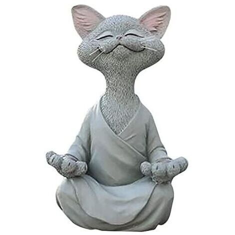 Katzenfigur, Meditations-Yoga-glückliche Katze, Zen-Katze in entspannter Pose, Skulptur für Zuhause, Außenbereich, Rasendekoration, Geschenke für Katzenliebhaber