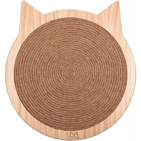 Katzenförmige Kratzmatte für Katzen, Kätzchen, Wandmontage, Sisal-Kratzbrett mit starkem Saugnapf, Massivholz-Katzenspielzeugmöbel
