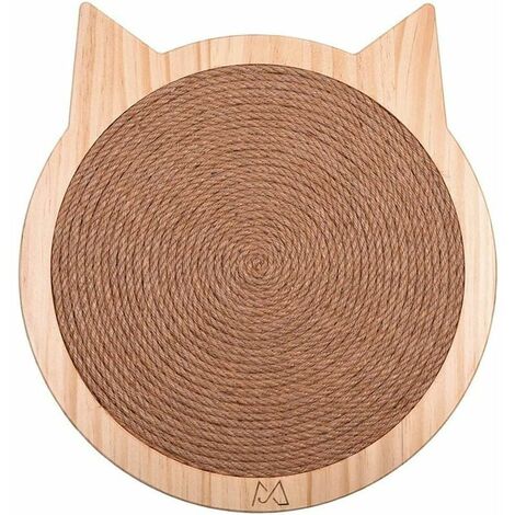 Katzenförmige Kratzmatte für Katzen, Kätzchen, Wandmontage, Sisal-Kratzbrett mit starkem Saugnapf, Massivholz-Katzenspielzeugmöbel