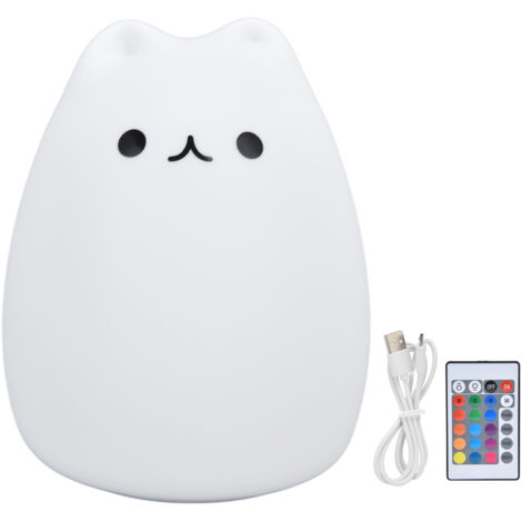 Katzenförmige Silikon-LED-Lampe mit Fernbedienung und USB-Ladeanschluss für Schlafzimmer und Dekoration, 1200 mAh, 16 Farbtemperaturen