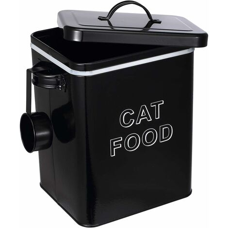 Katzenfutter-Aufbewahrungsbox mit Deckel und Schaufel, Katzenfutter-Aufbewahrung, 7 l Tierfutterbehälter, Schwarz