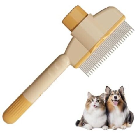 Katzenhaarpflegebürste, Flohkamm, Bürste für kurz- und langhaarige Katzen, Katzenbürste mit Auslöseknopf, Katzenhaarkamm, Katzenbedarf