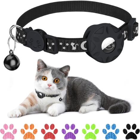 Katzenhalsband mit AirTag-Halterung, reflektierender Sicherheitsschnalle für Katzen und Kätzchen, Apple-kompatibles Tracking-Zubehör