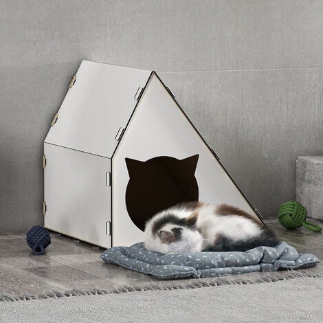 Katzenhaus Lani 40x42x40 cm Weiß [en.casa]