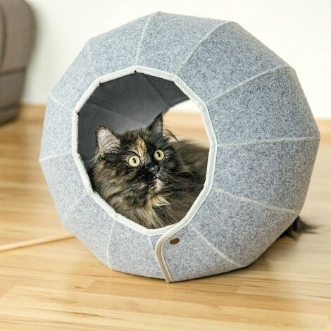 Katzenhöhle in Kugelform 44x44cm Katzenspielzeug - vielseitig verwendbar - Katzenkorb zum Schlafen o. Ausruhen - Langlebig, Modern & Stabil