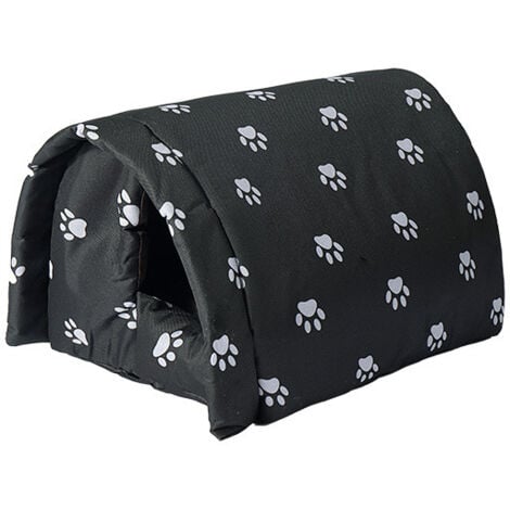 KEYOUNG Katzenhütte im Freien, winterfest, wasserdicht, warm, Haustierhaus mit weichem Futter, faltbarer, wetterfester Unterschlupf für streunende Haustiere, 42 x 31 x 28 cm