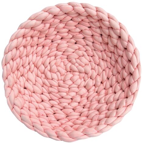 Katzenkorb Grobstrick geflochten 50 x 50 x 15 cm rosa Bett