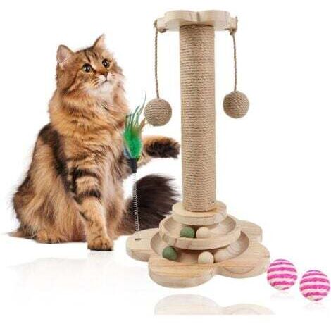 Katzenkratzbaum, 40cm Katzenkratzbaum mit hängendem Ball und Feder, 5 in 1 Katzenkratzbaum Spielzeugbaum mit Sisalseil, für Hauskatzen und Kätzchen