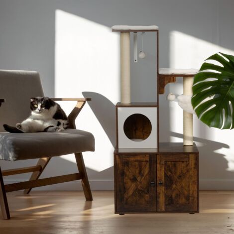 Katzenkratzer mit katzenkloschrank 128 cm 88303
