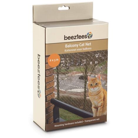Beeztees Katzenschutznetz Katzennetz Schutznetz für Balkon Transparent 6/8x3m